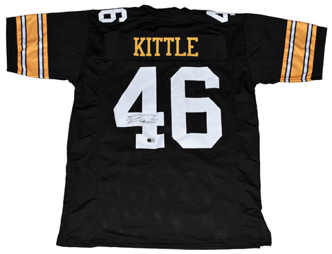GEORGE KITTLE AUTOGRAPHED IOWA HAWKEYES #46 BLACK JERSEY BECKETT