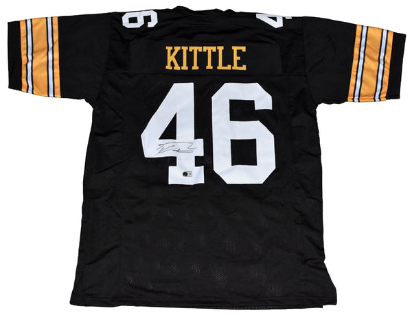 GEORGE KITTLE AUTOGRAPHED IOWA HAWKEYES #46 BLACK JERSEY BECKETT