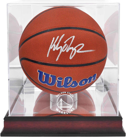 Klay Thompson Warriors Signed Wilson Team Basketball w/Mahogany Display Case