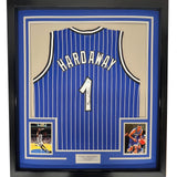 Framed Autographed/Signed Anfernee Penny Hardaway 35x39 Blue Jersey PSA COA