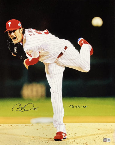Cole Hamels Signed 16x20 Philadelphia Phillies Vertical Photo 08 WS MVP BAS ITP