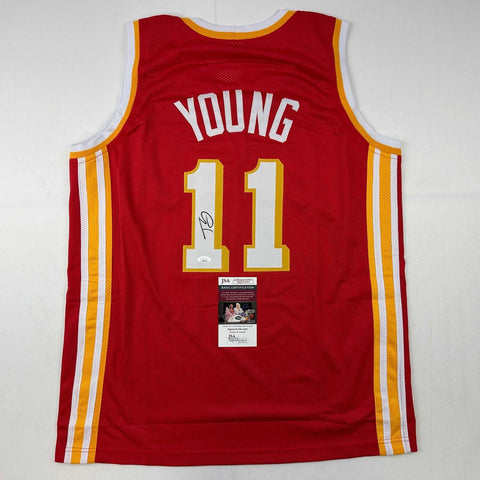 Autographed/Signed Trae Young Atlanta Red Basketball Jersey JSA COA