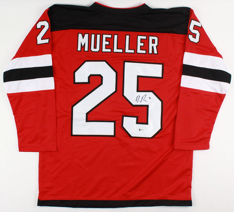 Micro Mueller Signed Devils Jersey (Beckett) N.J. Defensman/ 2013 1st Round Pick