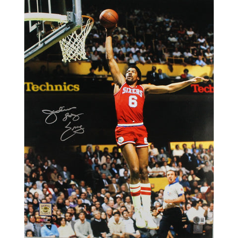 Julius Erving Autographed Philadelphia 76ers 16x20 Photo Beckett Witness 51669