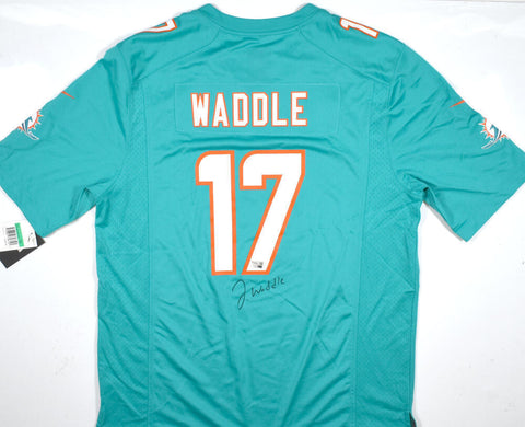 Jaylen Waddle Autographed Miami Dolphins Nike Teal Game Jersey - Fanatics *Black