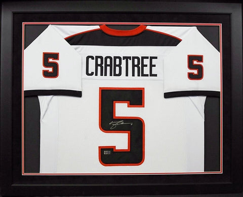 MICHAEL CRABTREE SIGNED TEXAS TECH RED RAIDERS #5 WHITE FRAMED JERSEY COA