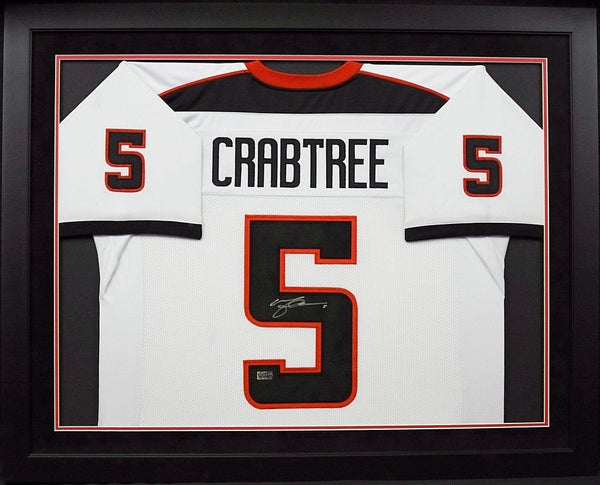 MICHAEL CRABTREE SIGNED TEXAS TECH RED RAIDERS #5 WHITE FRAMED JERSEY COA