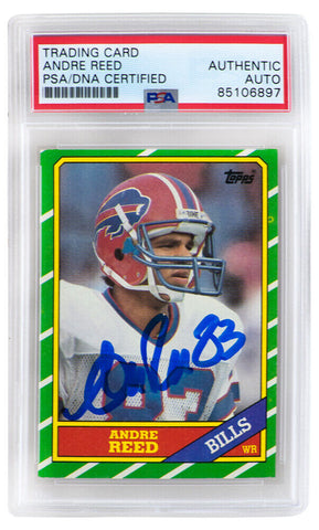 Andre Reed Signed Bills 1986 Topps Rookie Football Card #388 - (PSA Slabbed)