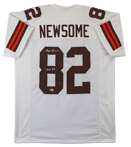Ozzie Newsome "HOF 99" Authentic Signed White Pro Style Jersey BAS Witnessed