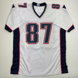 Autographed/Signed Rob Gronkowski New England White Football Jersey Steiner COA
