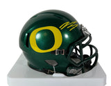 Bo Nix Autographed Dark Green Oregon Ducks Riddell Mini Helmet - Beckett COA