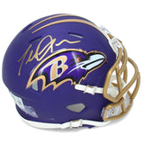 Terrell Suggs Autographed Ravens Purple 2026 Alternate Speed Mini Helmet Beckett
