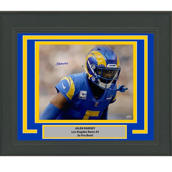 Framed Autographed/Signed Jalen Ramsey Los Angeles Rams 16x20 Photo JSA COA #5