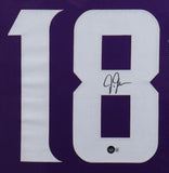 Justin Jefferson Signed Minnesota Vikings 35x43 Framed Jersey (Beckett) Receiver