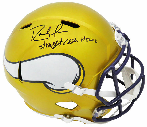 Randy Moss Signed Vikings FLASH Riddell F/S Rep Helmet w/Straight Cash (SS COA)