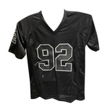 Michael Strahan Autographed/Signed Pro Style Jersey Black Beckett 40420
