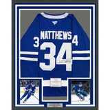 Framed Autographed/Signed Auston Matthews 35x39 Maple Leafs Jersey Fanatics COA