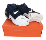 Lebron James Autographed Navy Blue / White Nike LeBron Soldier Nine UDA