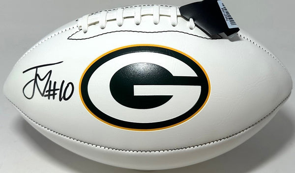 Packers JORDAN LOVE Signed Wilson White Panel Green Bay LOGO Football AUTO - BAS