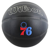 76ers Julius "Dr. J" Erving Authentic Signed Black Logo Basketball JSA Witness