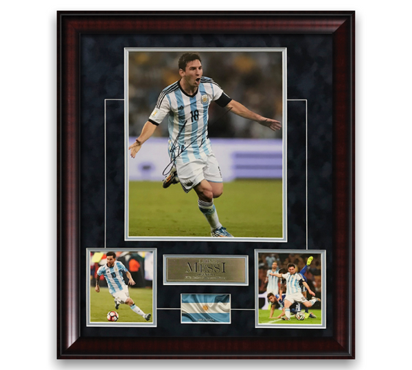 Lionel Messi Signed Autographed Photo Framed to 20x24 Argentina Icons