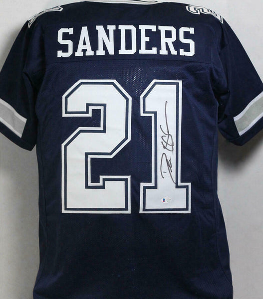 Deion Sanders Autographed Blue Pro Style Jersey- Beckett W Auth *1