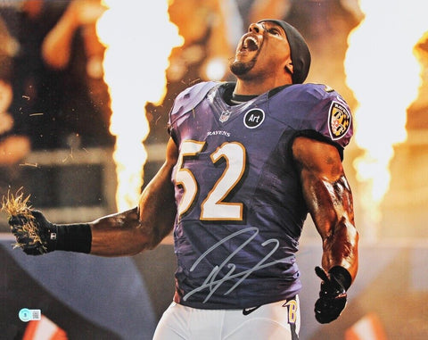 Ray Lewis Signed Baltimore Ravens 16x20 Photo (Beckett) 13xPro Bowl Linebacker