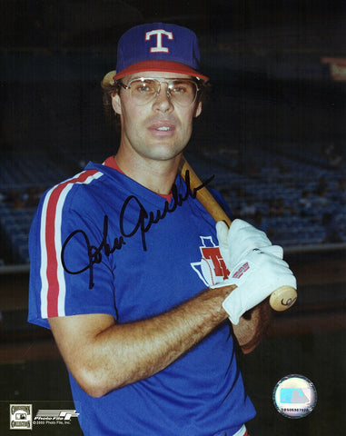Johnny Grubb Signed Texas Rangers Pose With Bat 8x10 Photo - (SCHWARTZ COA)