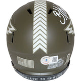 Brian Dawkins Signed Philadelphia Eagles 22 Salute Mini Helmet Beckett 43007