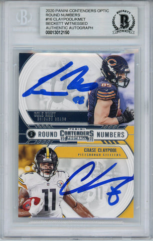 Chase Claypool & Cole Kmet Signed 2020 Panini Contenders Optic Card BAS 32563