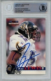 Ray Lewis Autographed 1996 Proline Intense #59 Rookie Card Beckett Slab 37454