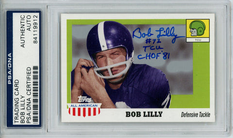 Bob Lilly Autographed 2005 Topps All American Trading Card PSA Slab 32593
