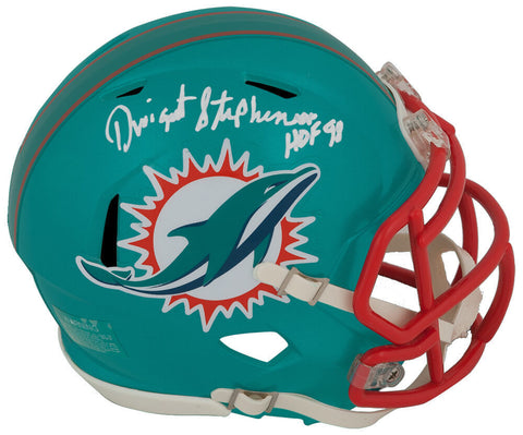 Dwight Stephenson Signed Dolphins FLASH Riddell Mini Helmet w/HOF'98 - (SS COA)