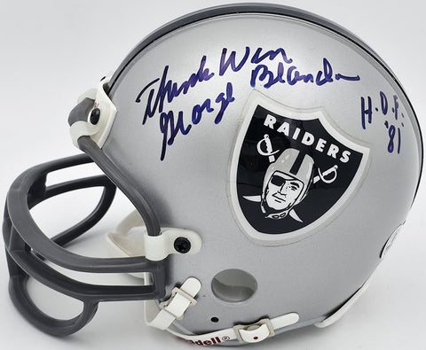 George Blanda Autographed Raiders Mini Helmet Think Win HOF 81 Beckett BS30070