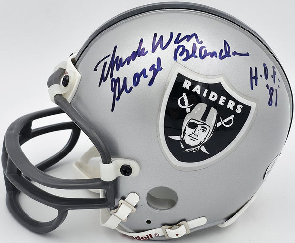 George Blanda Autographed Raiders Mini Helmet Think Win HOF 81 Beckett BS30070