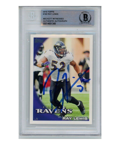 Ray Lewis Autographed/Signed 2010 Topps #160 Trading Card Beckett 39413