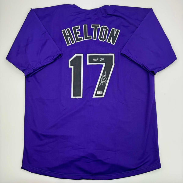 Autographed/Signed Todd Helton HOF 24 Colorado Purple Jersey Tristar COA