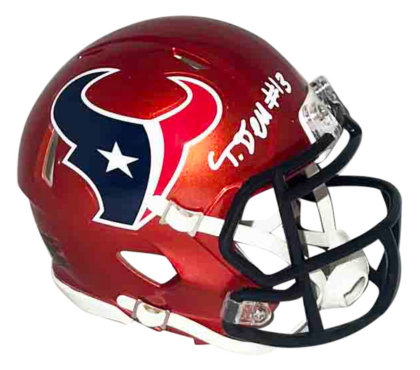 NATHANIEL TANK DELL SIGNED HOUSTON TEXANS RED ALT SPEED MINI HELMET BECKETT