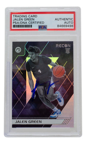 Jalen Green Signed Houston Rockets 2021 Panini Recon Rookie Card #124 PSA/DNA