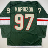 Autographed/Signed Kirill Kaprizov Minnesota Green Hockey Jersey Beckett BAS COA