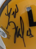 Les Miles Signed/Autographed Gold LSU Mini Football Helmet JSA 213109
