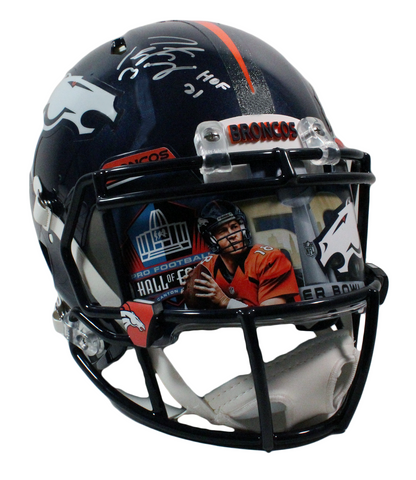 PEYTON MANNING Autographed HOF 21 Custom Visor Broncos Authentic Helmet FANATICS