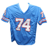 Bruce Matthews Autographed/Signed Pro Style Blue Jersey Beckett 42799