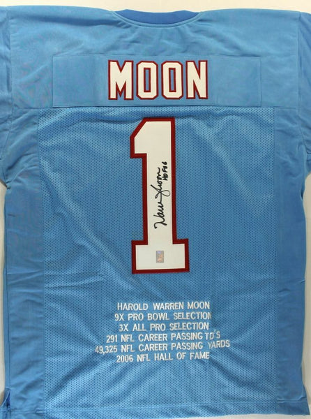 Warren Moon Signed Oilers Jersey Inscribed "HOF 06"(GTSM) 9xPro Bowl Quarterback