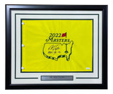 Sir Nick Faldo Signed Framed 2022 Masters Golf Flag 1989-90-96 Inscribed JSA