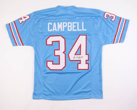Earl Campbell Signed Houston Oilers Powder Blue Jersey (JSA COA)HOF Running Back