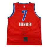 Autographed/Signed Chet Holmgren Thunder Orange Basketball Jersey BAS COA