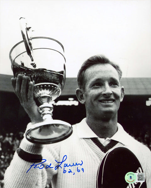 Rod Laver "62, 69" Authentic Signed 8x10 Black & White Photo BAS #BC13809