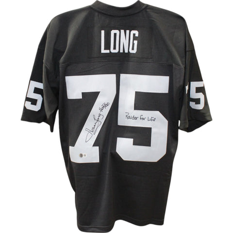 Howie Long Autographed Oakland Raiders M&N Black Jersey 2 Insc. Beckett 49676
