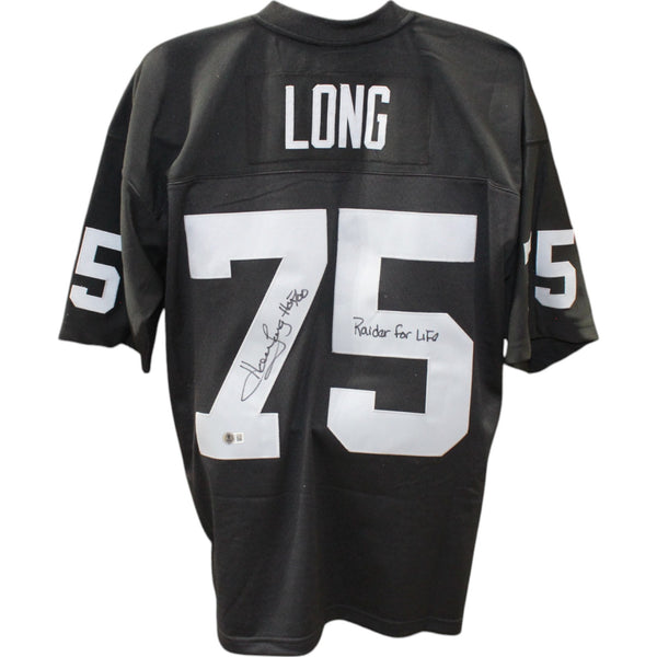Howie Long Autographed Oakland Raiders M&N Black Jersey 2 Insc. Beckett 49676